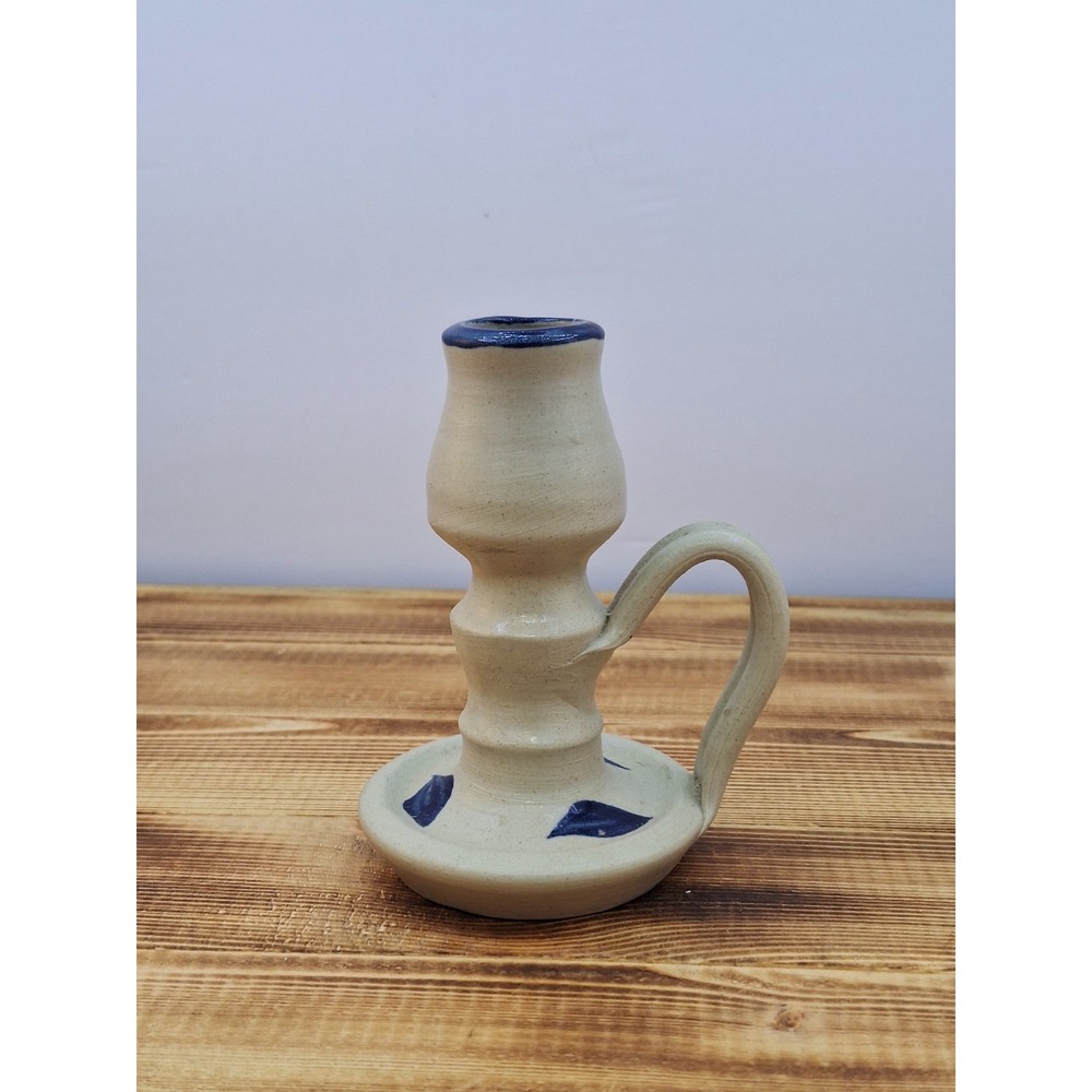 WPF Williamsport Pottery Factory‎ Candleholder 2000 Blue Leaf Design